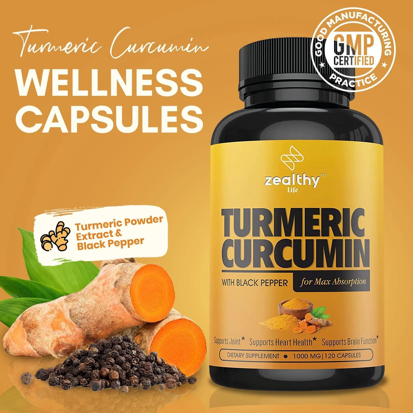 Unlock Your Best Self with Our Premium Turmeric Supplement for Mood, Mobility, and Joint Support - 1000 Mg of Pure Natural Goodness in 120 Pills!