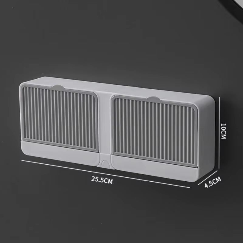 Wall Mounted Soap Holder with Flip Lid Free Punch Hanging Soap Dish Cotton Swab Storage Box Household Bathroom Accessories