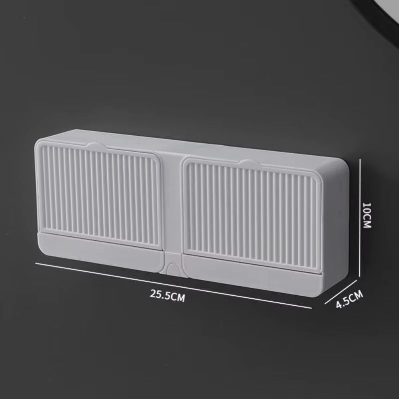 Wall Mounted Soap Holder with Flip Lid Free Punch Hanging Soap Dish Cotton Swab Storage Box Household Bathroom Accessories