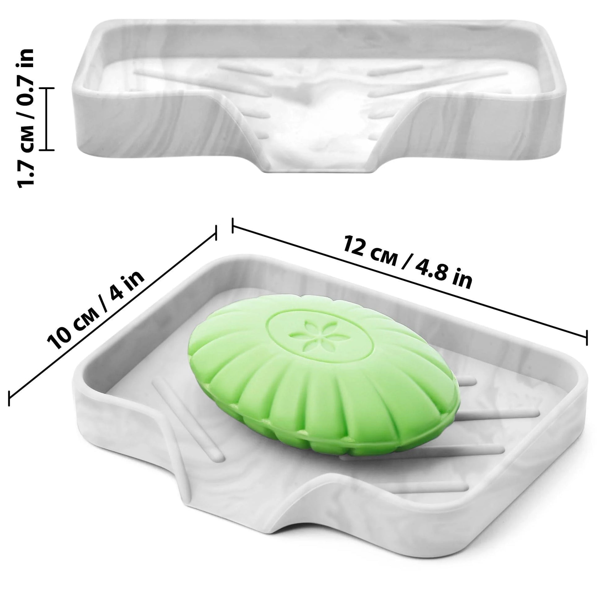 Marble Silicone Soap Dish Tray Self Draining Soap Holder for Bar Soap 1 Pc