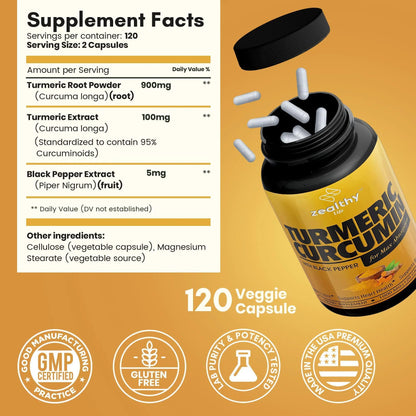 Unlock Your Best Self with Our Premium Turmeric Supplement for Mood, Mobility, and Joint Support - 1000 Mg of Pure Natural Goodness in 120 Pills!