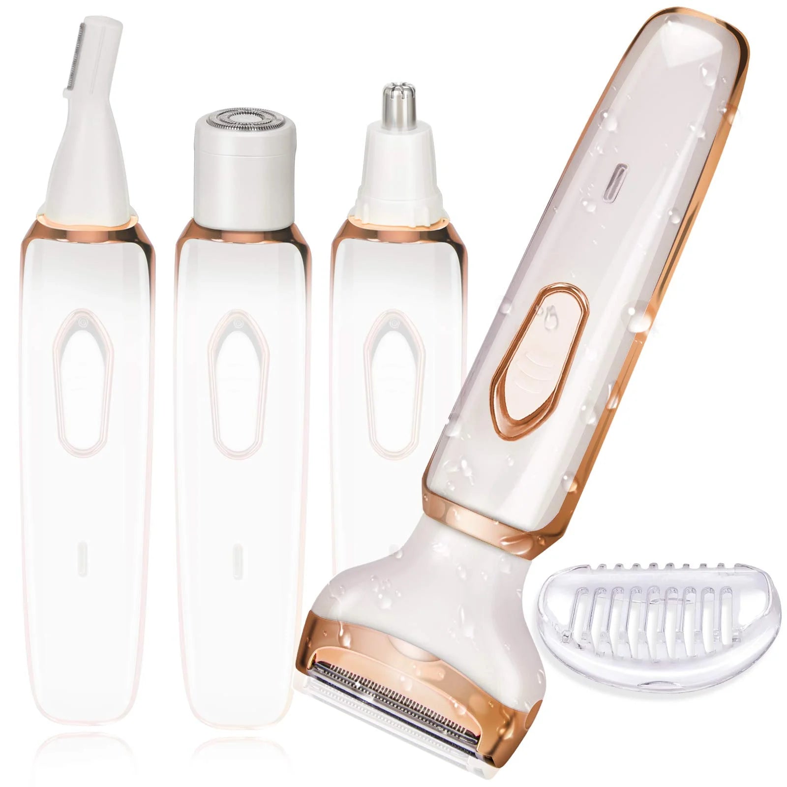 Electric Razor for Women, 4 in 1 Womens Shaver Wet & Dry Painless Electric Lady Shavers Rechargeable Bikini Trimmer with 3D Floating Foil for Pulic Hair Face Underarms Legs Eyebrow Nose