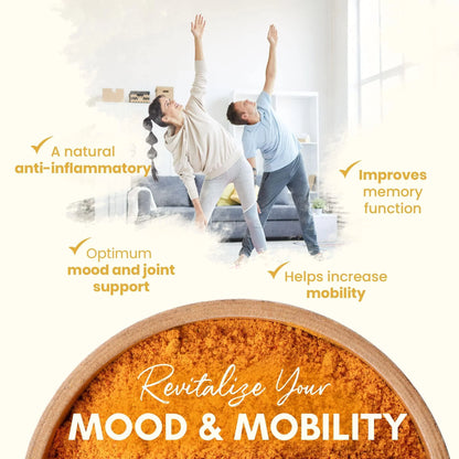 Unlock Your Best Self with Our Premium Turmeric Supplement for Mood, Mobility, and Joint Support - 1000 Mg of Pure Natural Goodness in 120 Pills!